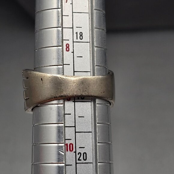 VTG Sterling Silver Marcasite & Clear Gemstone Bow Ring Size 9 Wide Band 8.03g - Picture 7 of 9